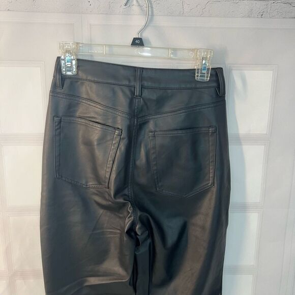 H&M NWT Black Vegan Faux Leather High Waist Straight Leg Pants Size 4 - Picture 6 of 10